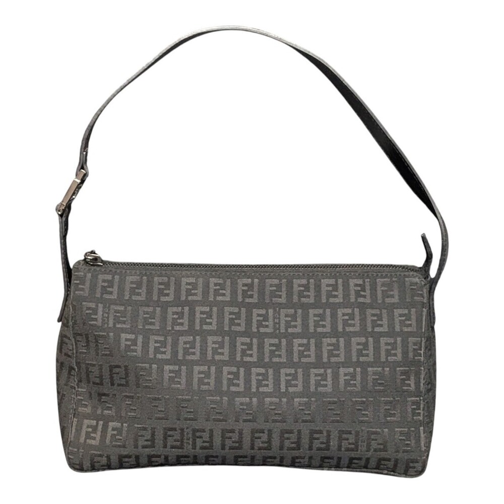 FENDI Zucca Borsa Tube Clutch Handbag Black